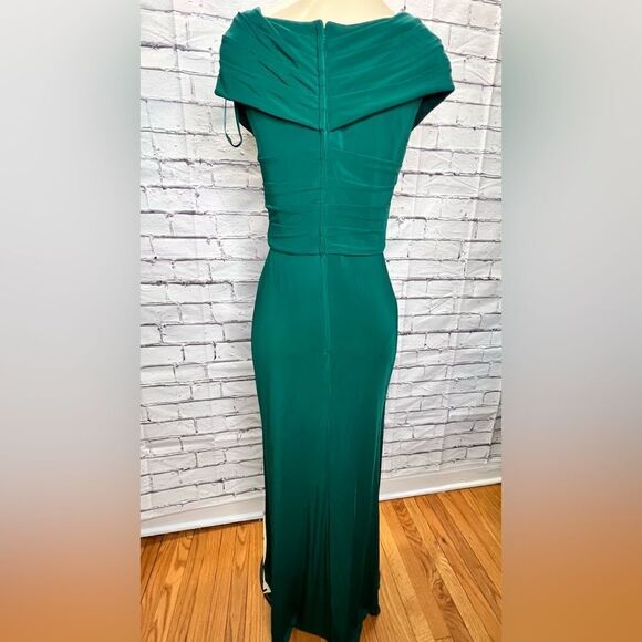 La Femme Ruched emerald Jersey Column Gown size 10 NWOT - Picture 4 of 7